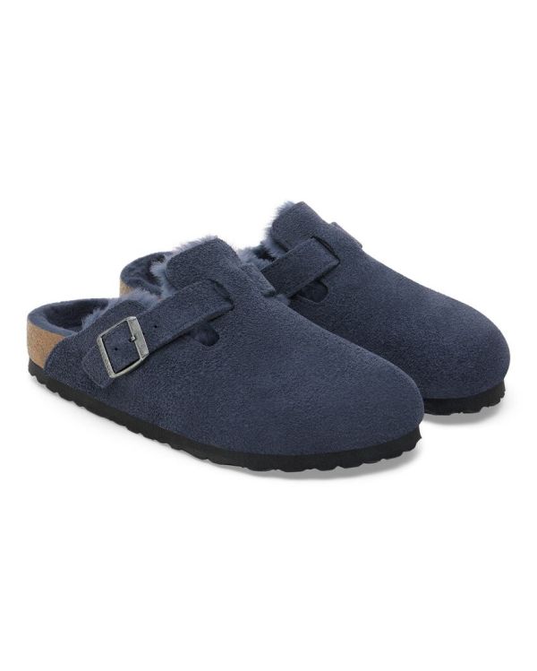 NEW NAVY LAMB FUR BOSTON MULES 2