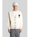 AMI DE COEUR CARDIGAN WOOL ECRU AND BLACK