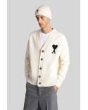 AMI DE COEUR CARDIGAN WOOL ECRU AND BLACK