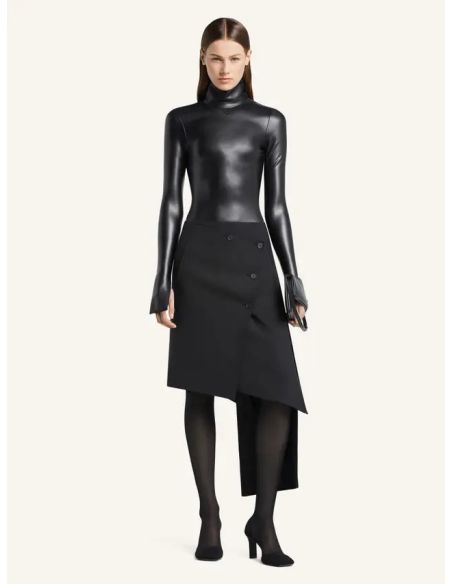 JUPE OBLIQUE POLYWOOL NOIR