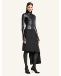 BLACK OBLIQUE POLYWOOL SKIRT