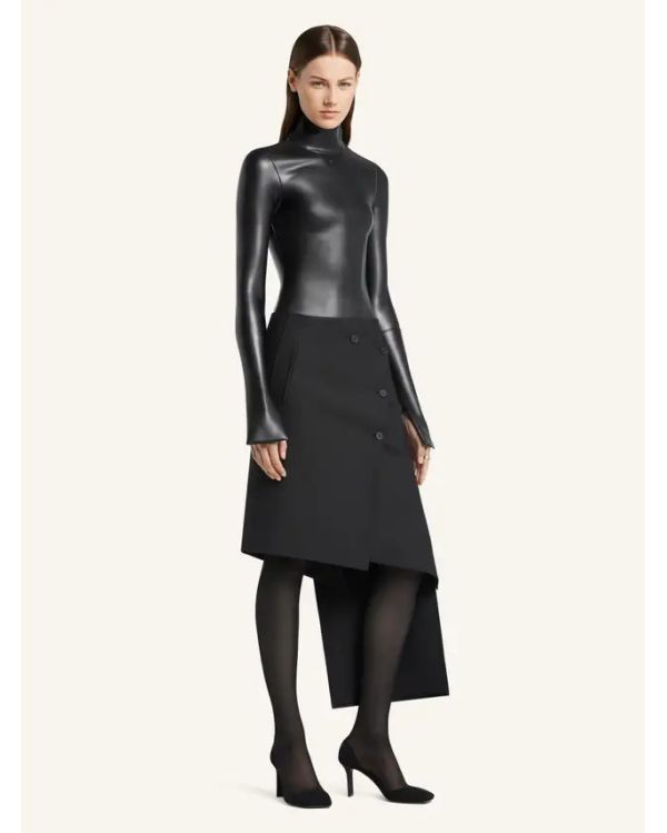 BLACK OBLIQUE POLYWOOL SKIRT 2