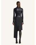 BLACK OBLIQUE POLYWOOL SKIRT