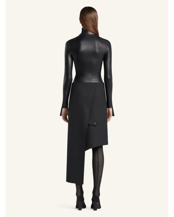 JUPE OBLIQUE POLYWOOL NOIR