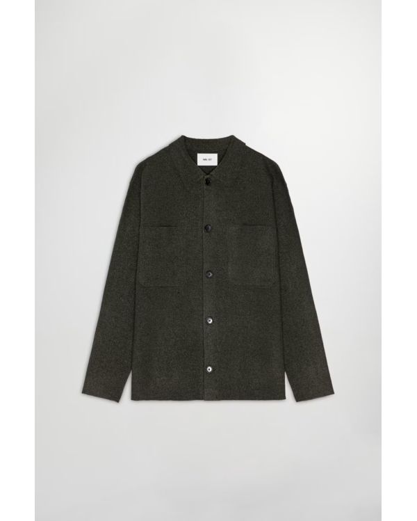 JONAS BOILED WOOL OVERSHIRT DARK ARMY