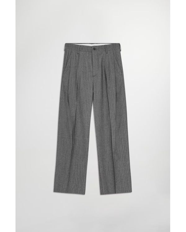 PANTALON JUSTIN HERRINGBONE NOIR MELANGE