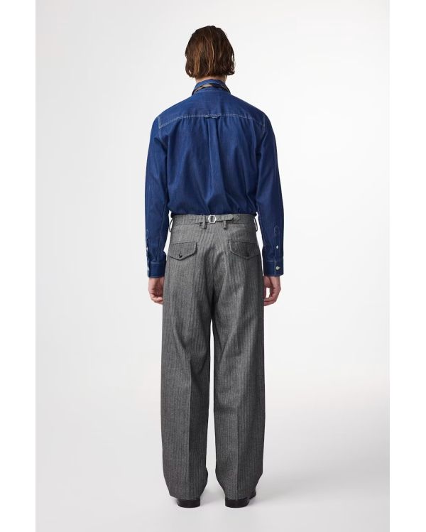JUSTIN HERRINGBONE PANT BLACK MELANGE