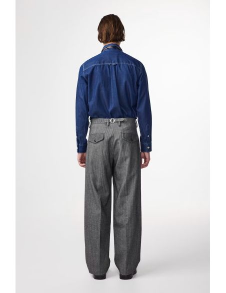 PANTALON JUSTIN HERRINGBONE NOIR MELANGE
