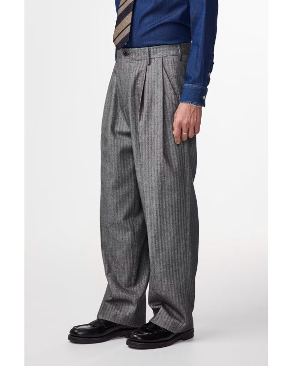PANTALON JUSTIN HERRINGBONE NOIR MELANGE