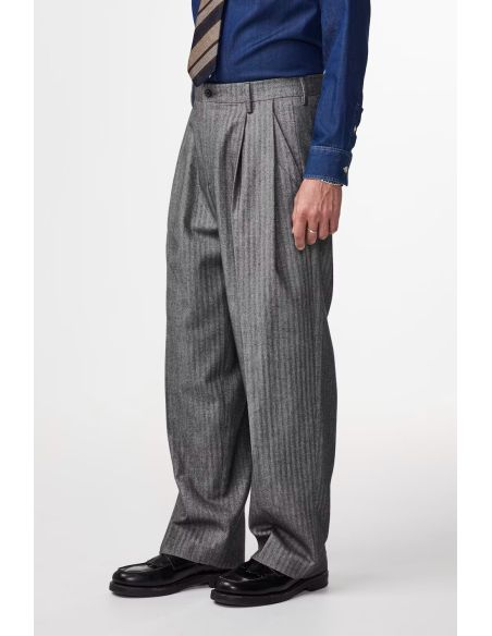 PANTALON JUSTIN HERRINGBONE NOIR MELANGE