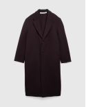MANTEAU LONG HUGO LAINE MARRON CHOCOLAT FONCÉ