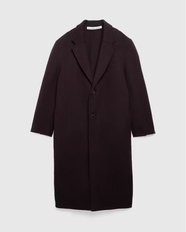 MANTEAU LONG HUGO LAINE MARRON CHOCOLAT FONCÉ