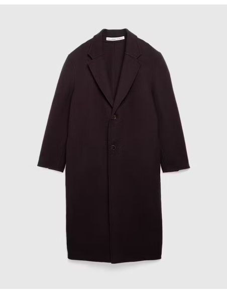 MANTEAU LONG HUGO LAINE MARRON CHOCOLAT FONCÉ