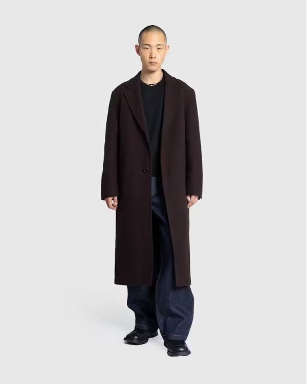 HUGO LONG COAT WOOL DARK CHOCOLATE BROWN