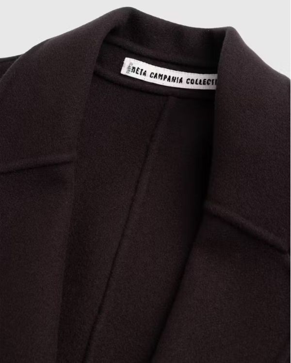 HUGO LONG COAT WOOL DARK CHOCOLATE BROWN