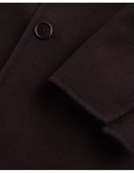 MANTEAU LONG HUGO LAINE MARRON CHOCOLAT FONCÉ