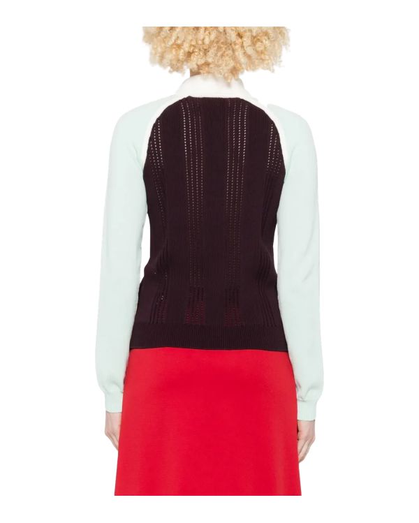 COLOR BLOCK POLO SHIRT AUBERGINE