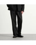 WOOL WORK PANTS WITH BELT BUCKLE BLACK