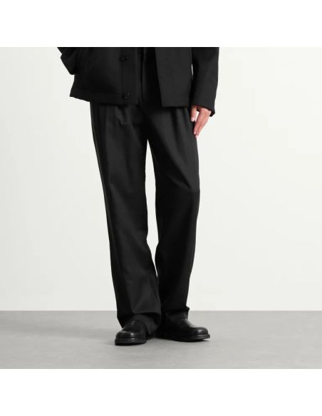 WOOL WORK PANTS WITH BELT BUCKLE BLACK
