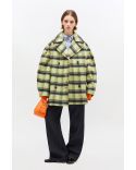 MANTEAU OVERSIZE EN LAINE À CARREAUX LIME SHERBET
