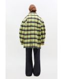 CHECK OVERSIZED WOOL COAT LIME SHERBET