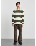 POLO RUGBY 1.0 RAYURES MARRON MARINE