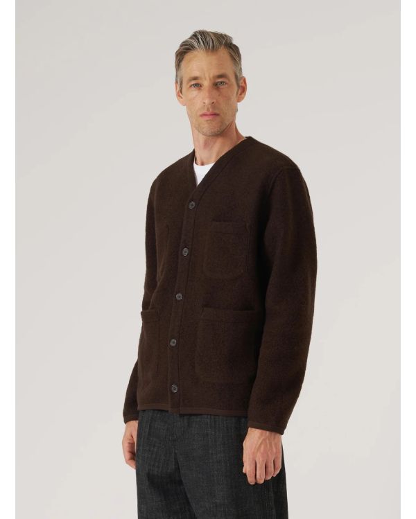 BROWNWOOL FLEECE CARDIGAN