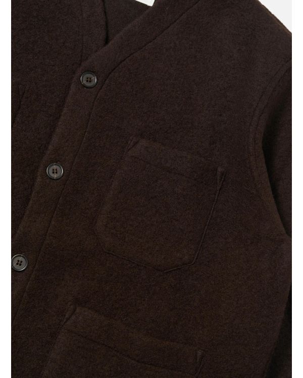 BROWNWOOL FLEECE CARDIGAN