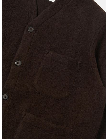 BROWNWOOL FLEECE CARDIGAN