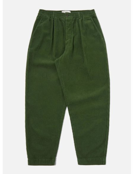 GREEN CORD PLEATED TRACK PANT