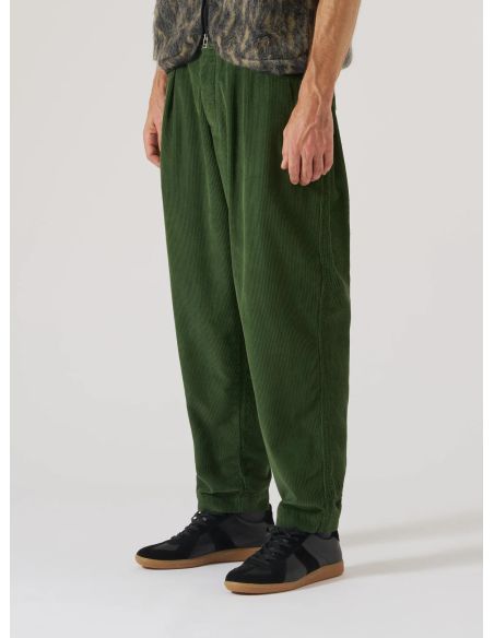 PANTALON DE SURVÊTEMENT PLISSÉ VELOURS CÔTELÉ VERT