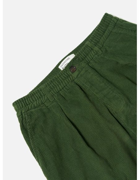 GREEN CORD PLEATED TRACK PANT