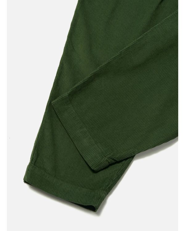 GREEN CORD PLEATED TRACK PANT