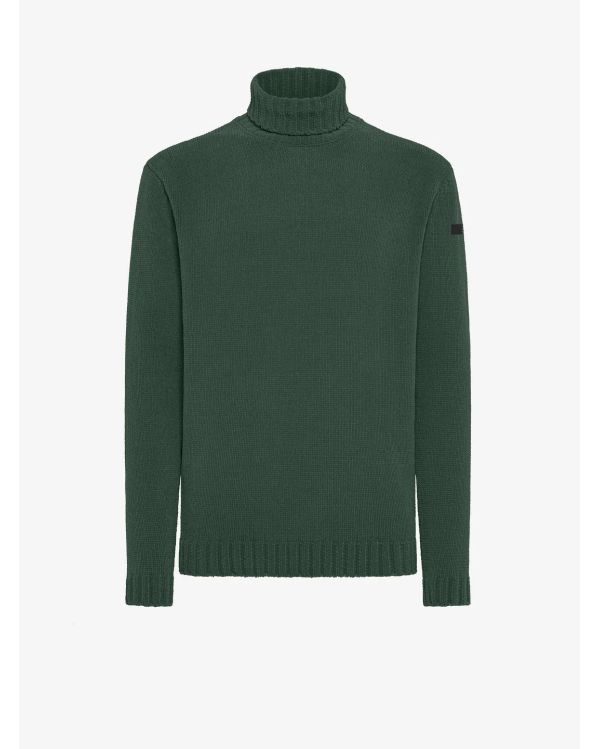 PULL TRICOT COL ROULÉ CINEMAT MILITAIRE VERT