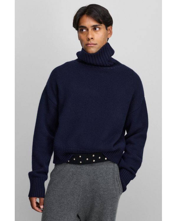 TURTLENECK SWEATER N°434 CROP EXTRA NAVY BLUE