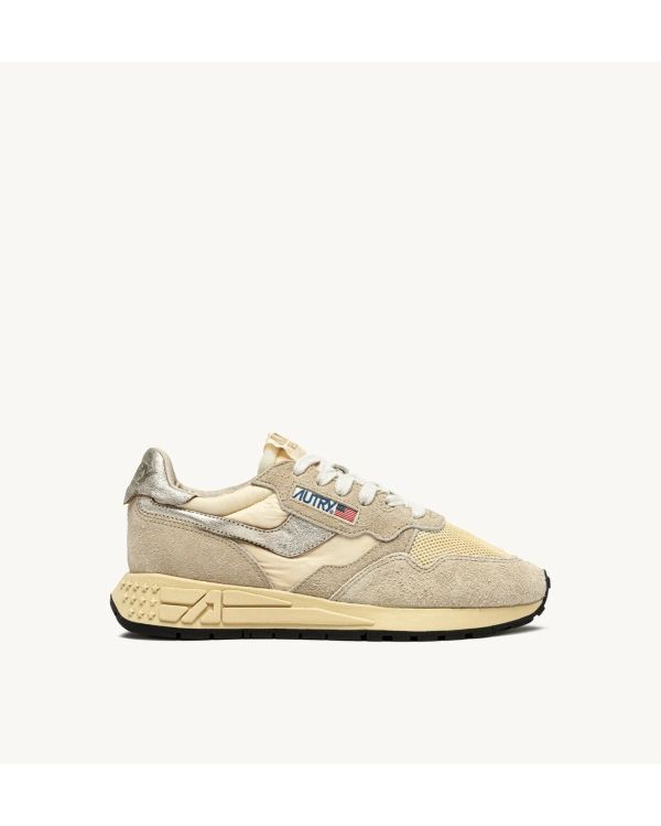 SNEAKERS REELWIND FEMME DAIM ET CUIR ECRU PLATINE