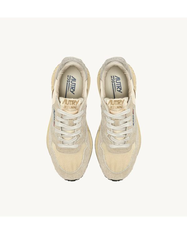 REELWIND WOMEN'S SUEDE AND PLATINUM ECRU LEATHER SNEAKERS