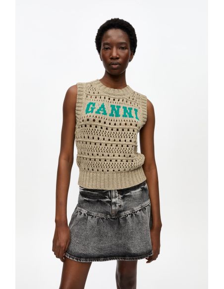 GILET EN COTON KAKI PALOMA MÉLANGE