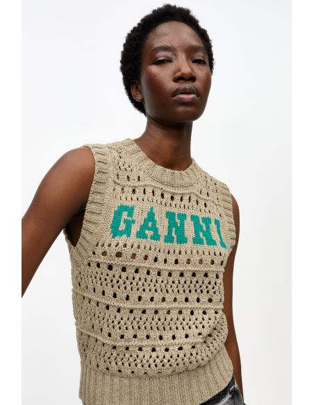 GILET EN COTON KAKI PALOMA MÉLANGE