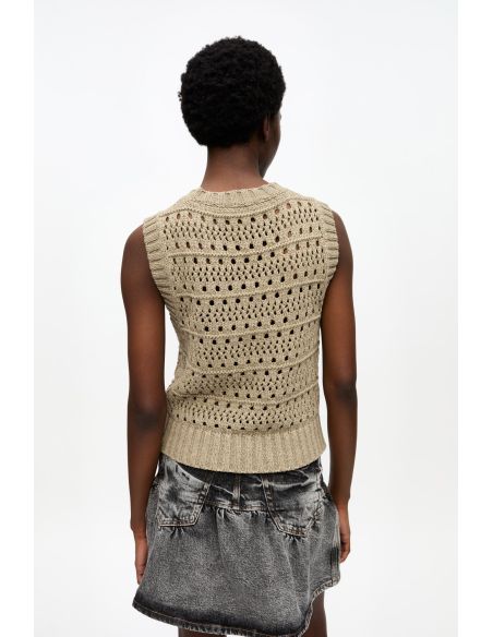 PALOMA KHAKI COTTON BLEND VEST