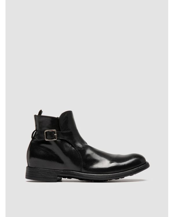 CHRONICLE 068 BLACK LEATHER ANKLE BOOTS