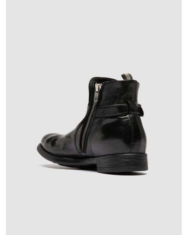 CHRONICLE 068 BLACK LEATHER ANKLE BOOTS