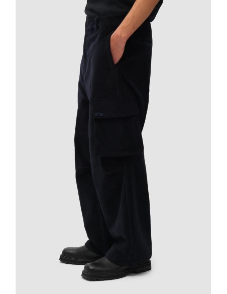 PANTALON CARGO VELOURS CÔTELÉ BLEU MARINE