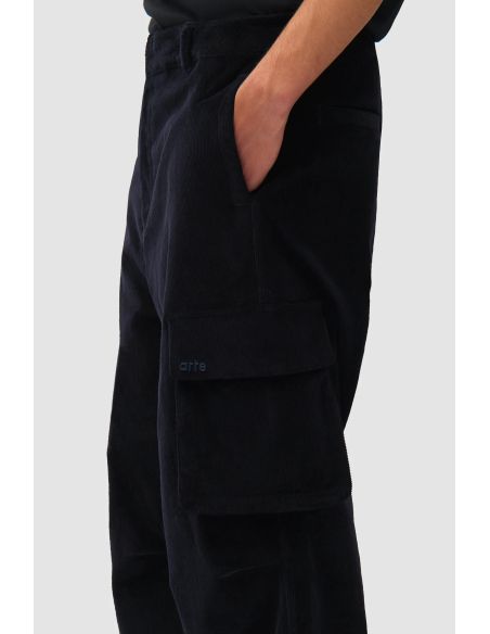 PANTALON CARGO VELOURS CÔTELÉ BLEU MARINE