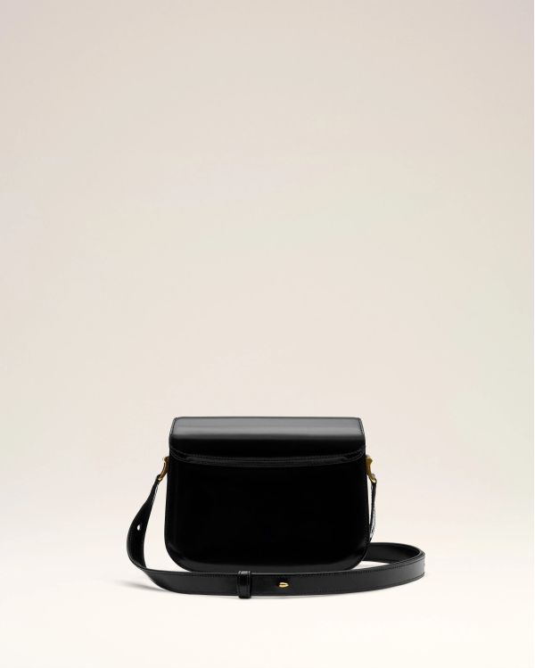 BLACK PARIS GLAZED LEATHER BAG