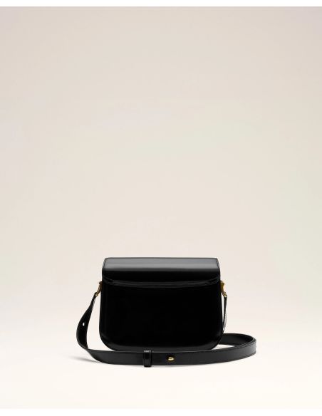 BLACK PARIS GLAZED LEATHER BAG
