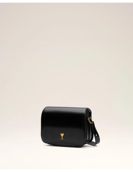 BLACK PARIS GLAZED LEATHER BAG