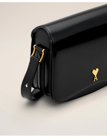 BLACK PARIS GLAZED LEATHER BAG