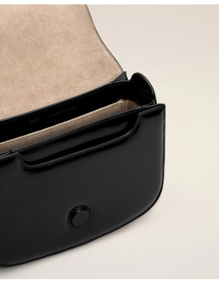 BLACK PARIS GLAZED LEATHER BAG
