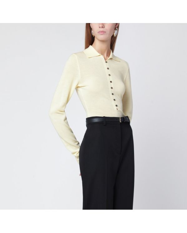 THE PALE YELLOW MERINO LONG-SLEEVE POLO SHIRT